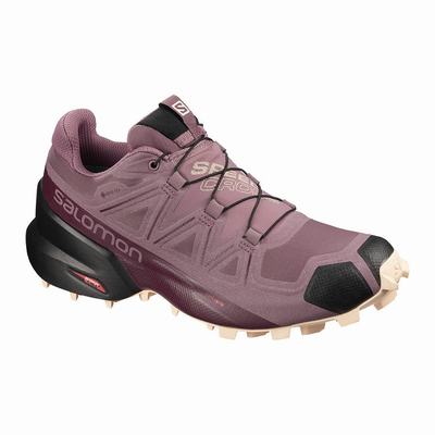 Salomon SPEEDCROSS 5 GORE-TEX - Naisten Polkujuoksukengät - Viininpunainen/Mustat